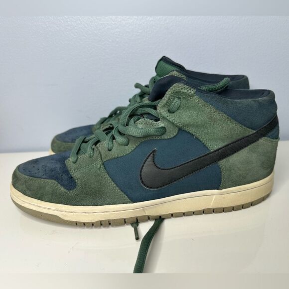 Nike SB Dunk Mid Pro Green 314383-304 vintage Retro 9.5 Suede black lava - Picture 2 of 9